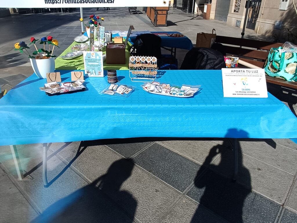 Carteles informativos sobre la enfermedad de Lafora en el evento de la Asociación Cel Luz